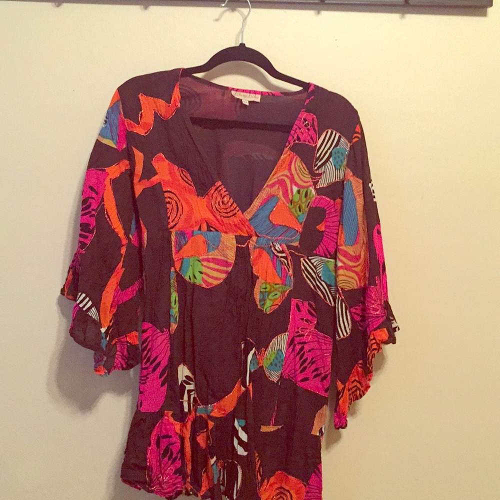 Bhags Boho ruffled sleeve tunic top